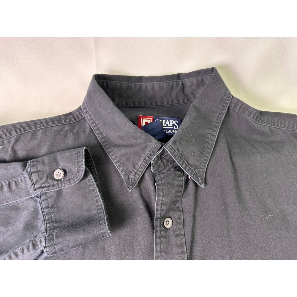 VTG Chaps‎ Ralph Lauren Mens Classic Fit Button Down Shirt XL Embroidered Crest - Picture 10 of 10